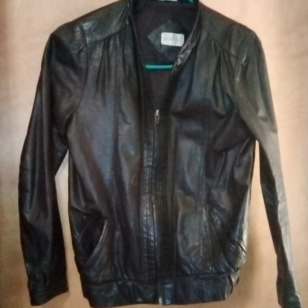Black Genuine Leather Jacket/Hides/sz,Sm./ Retro